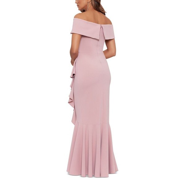 Betsy & Adam Mermaid Gown Off Shoulder Coquette Formal Wedding Rose Size 14 NWT - Picture 2 of 13